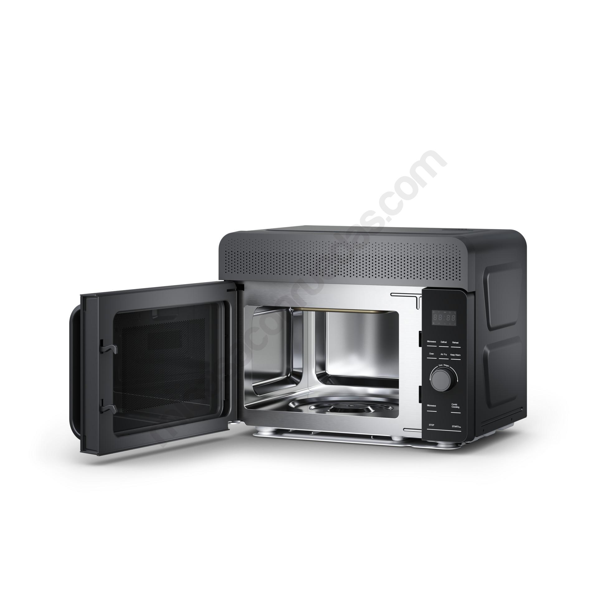 Intérieur du micro-ondes Dometic AC MWAO 240 avec porte ouverte et cavité de cuisson de 20 litres.