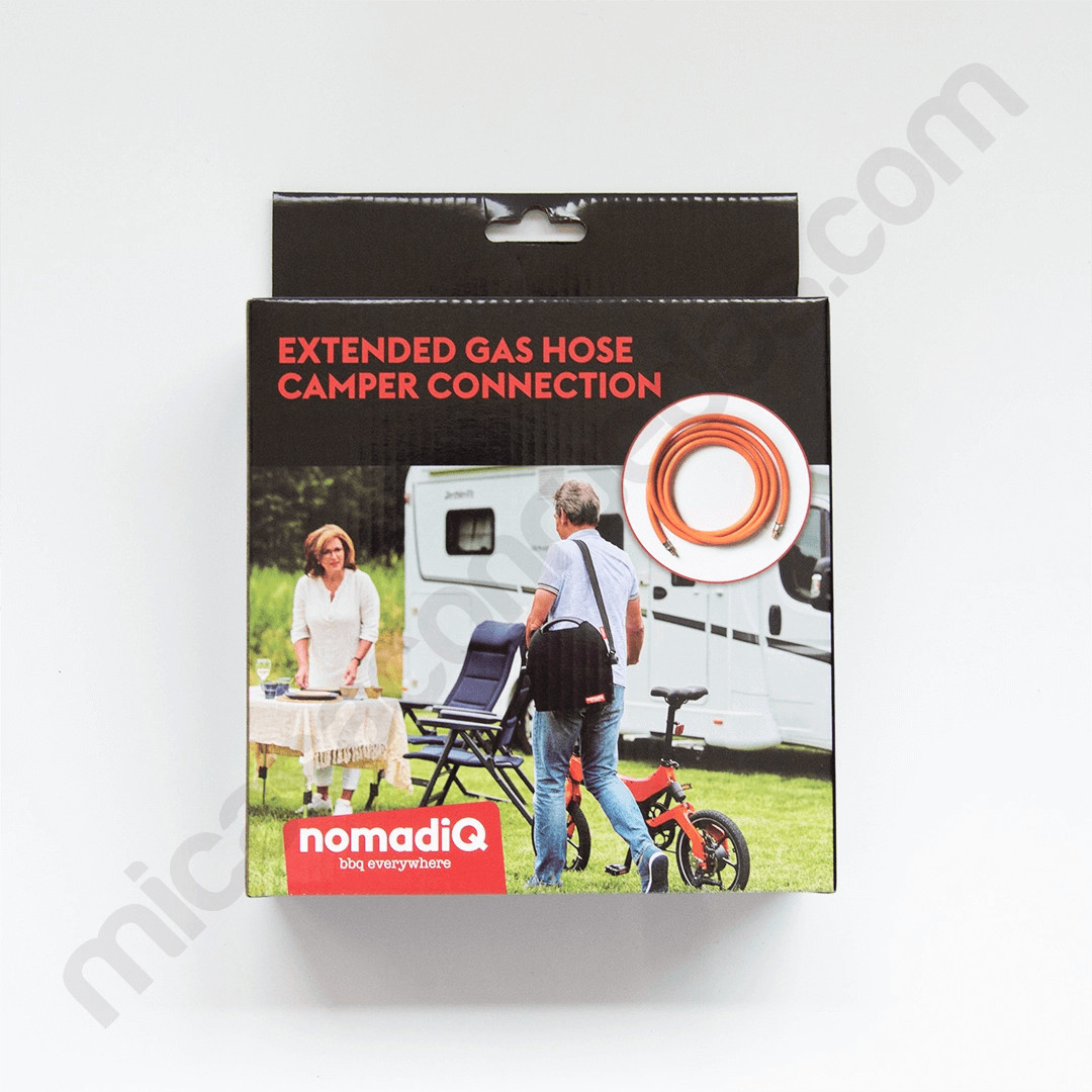 Manguera de gas extendida nomadiQ plegada para camping