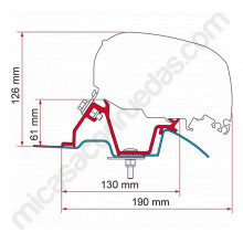 Adaptador de toldo FIAMMA F65 y F80 para MERCEDES Sprinter H2 + 2006 y VW Crafter H2 de 2006 a 2016