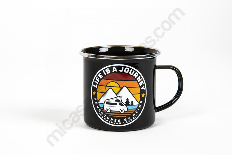 Taza esmaltada "La vida es un viaje"