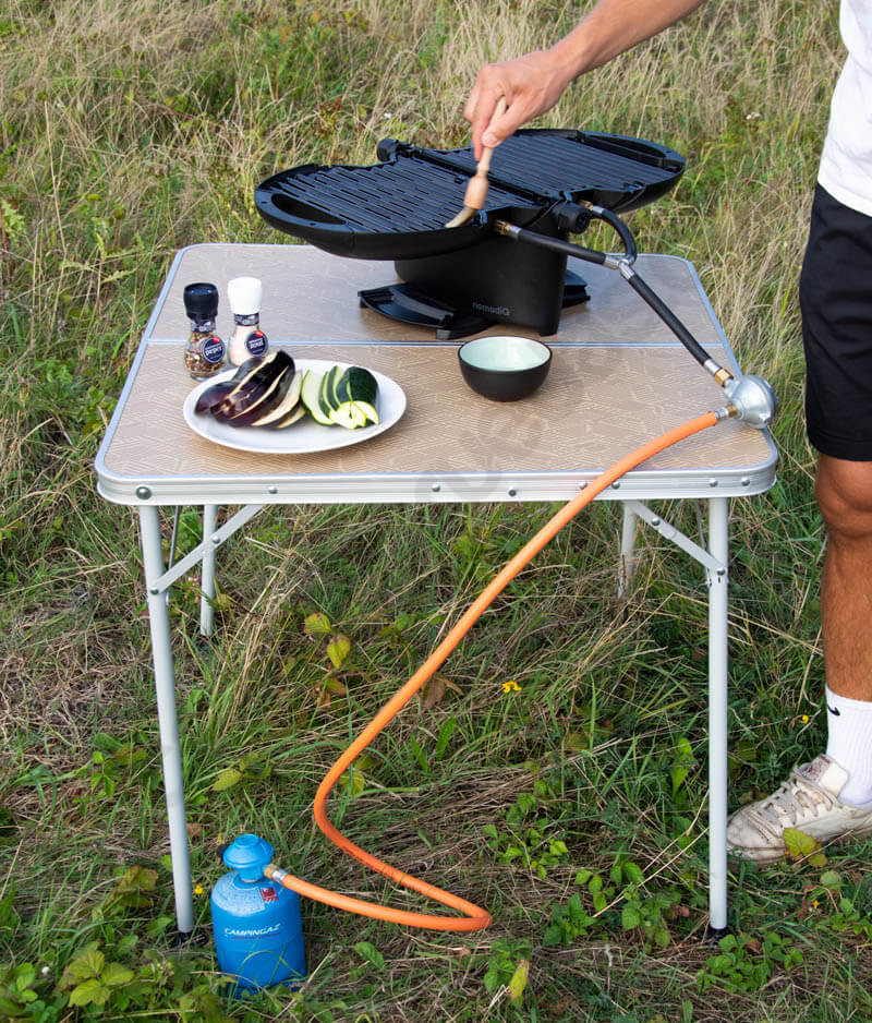 Uso de la manguera con BBQ en autocaravana