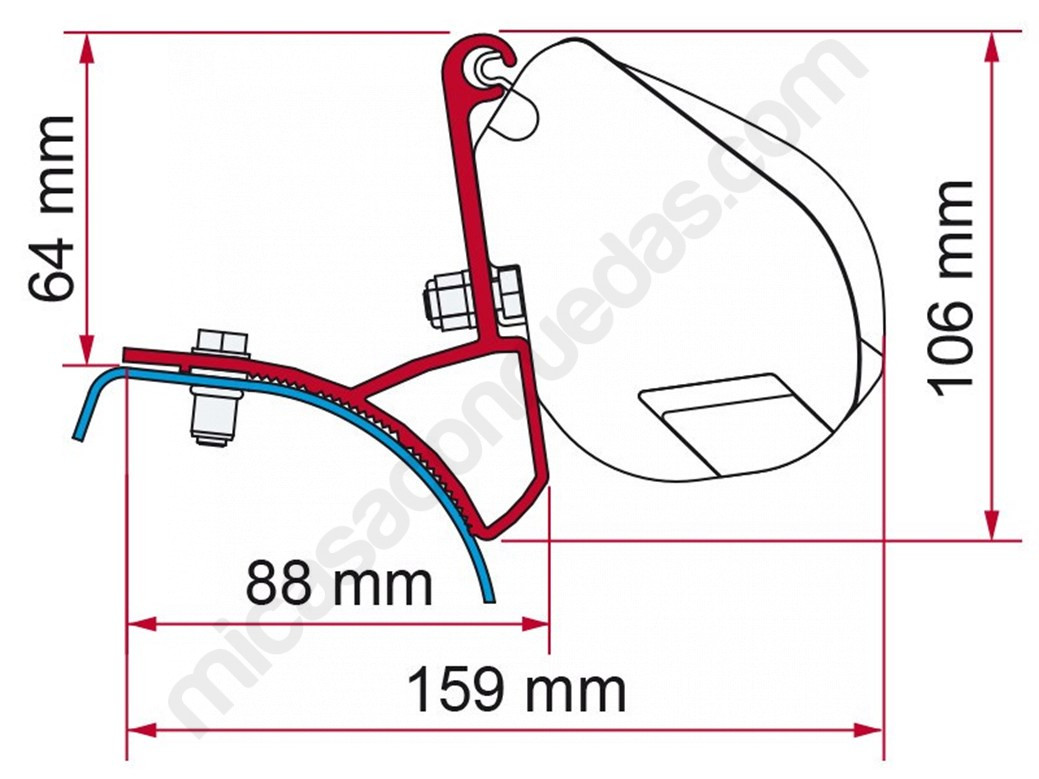 Adaptador de toldo FIAMMA F35 para RENAULT Traffic / OPEL Vivaro / FIAT Talento / NISSAN Primastar