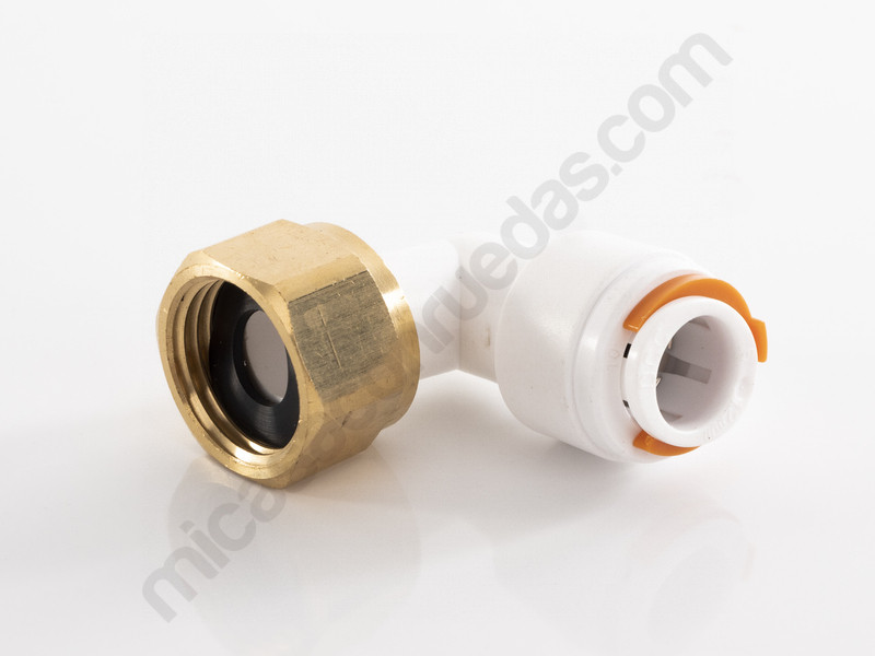 Conector angular tubo 12mm  a rosca 1/2" Uniquick