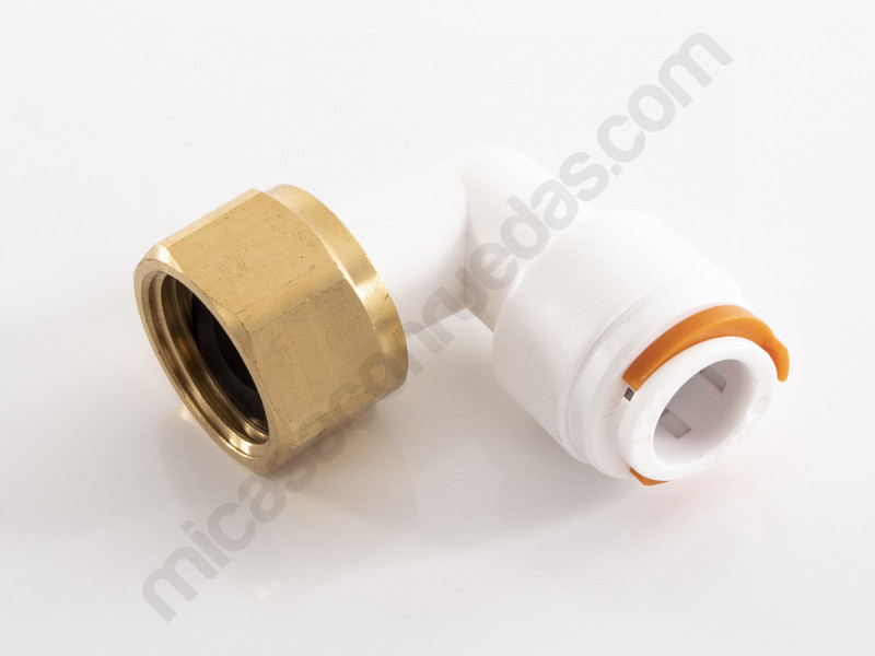 Conector angular tubo 12mm  a rosca 1/2" Uniquick