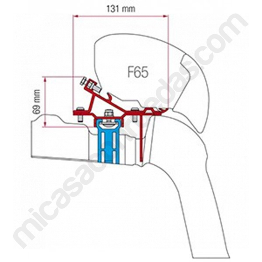 Adaptador de tendal FIAMMA F40Van per a VW Crafter, MAN amb galeria + 2017