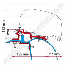 Adaptador de toldo FIAMMA F65 y F80 para RENAULT Master, OPEL Movano, NISSAN Interstar - H2 de 1997 a 2010