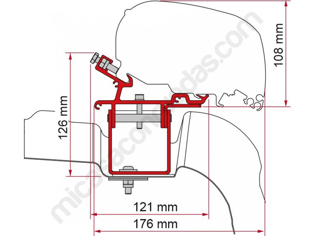 Adaptateur de store FIAMMA F40Van pour VW Crafter, MAN, L3/H3 sans guide de toit + 2017