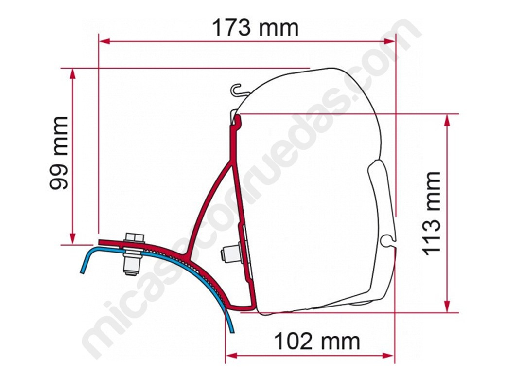 Adaptateur de store FIAMMA F45 et F70 pour RENAULT Trafic/ OPEL Vivaro/ NISSAN Primastar de 2001 à 2014