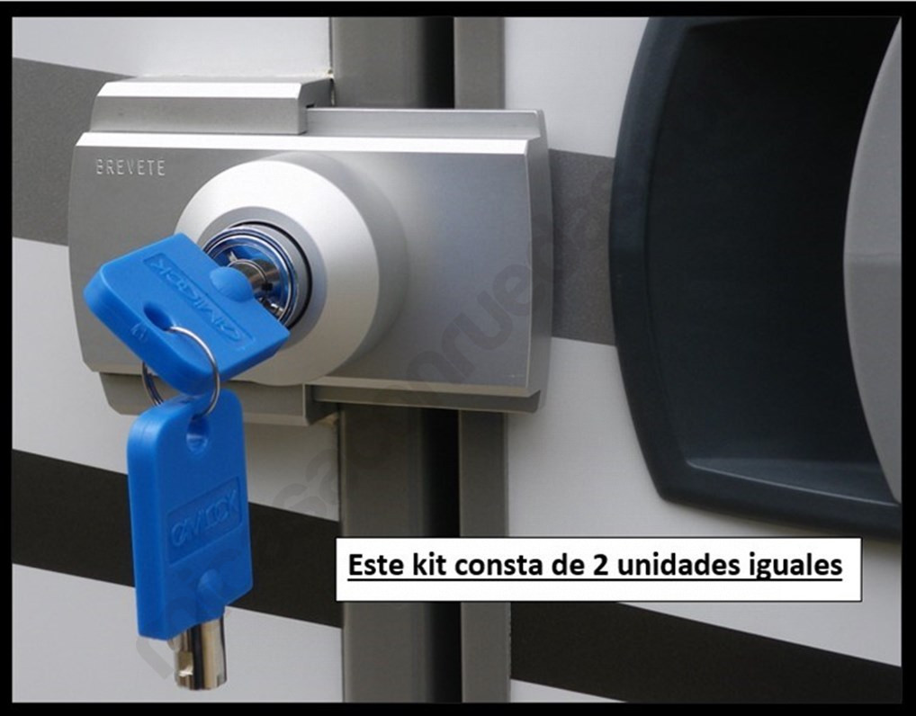 Kit de 2 serrures de sécurité en aluminium IMC, INTÉRIEUR ET EXTÉRIEUR (avec 4 clés identiques)