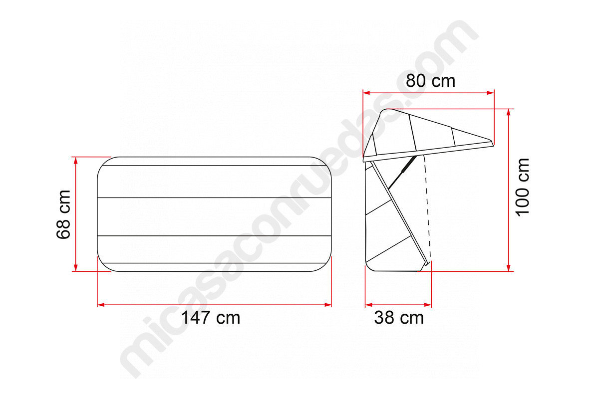 Bagul del darrere Fiamma Ultra-Box 360 L. mides