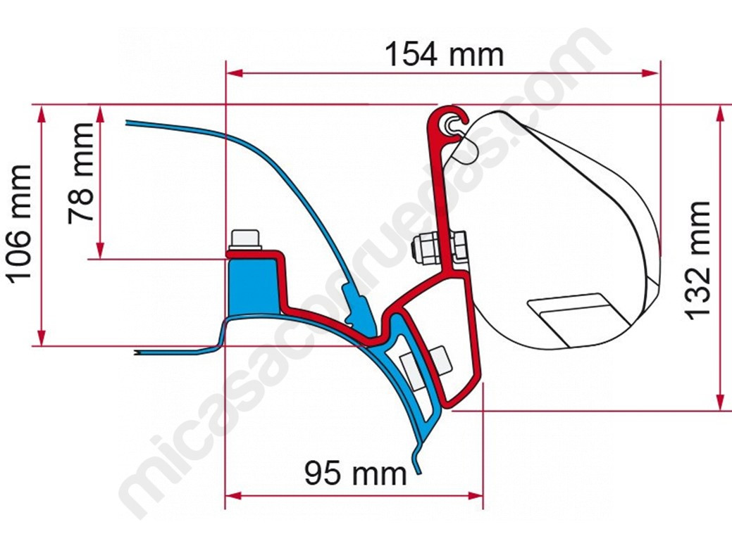 Adaptador de toldo FIAMMA F35pro para VW T5/T6 California + 2003