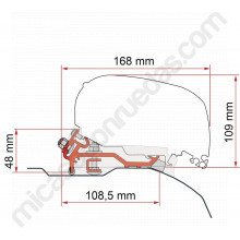 Adaptador de toldo FIAMMA F65 y F80 para FIAT Ducato, CITRÖEN Jumper PEUGEOT Boxer H2-L2/L3 + 2006 (Perfil bajo)