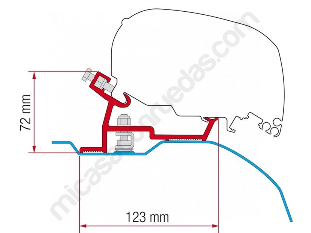 Adaptador de toldo FIAMMA F80 para FIAT Ducato, CITRÖEN Jumper PEUGEOT BoxerH2-L2/L3 + 2006